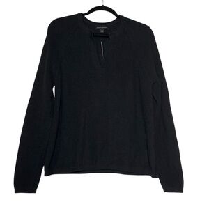 Banana Republic Split V-Neck Knit Sweater Black Size Medium NWT Knit